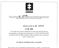 Resolución 2370, Fiscalía General de la Nación.  "Por medio de la cual se reglamenta la aplicación del principio de oportunidad".